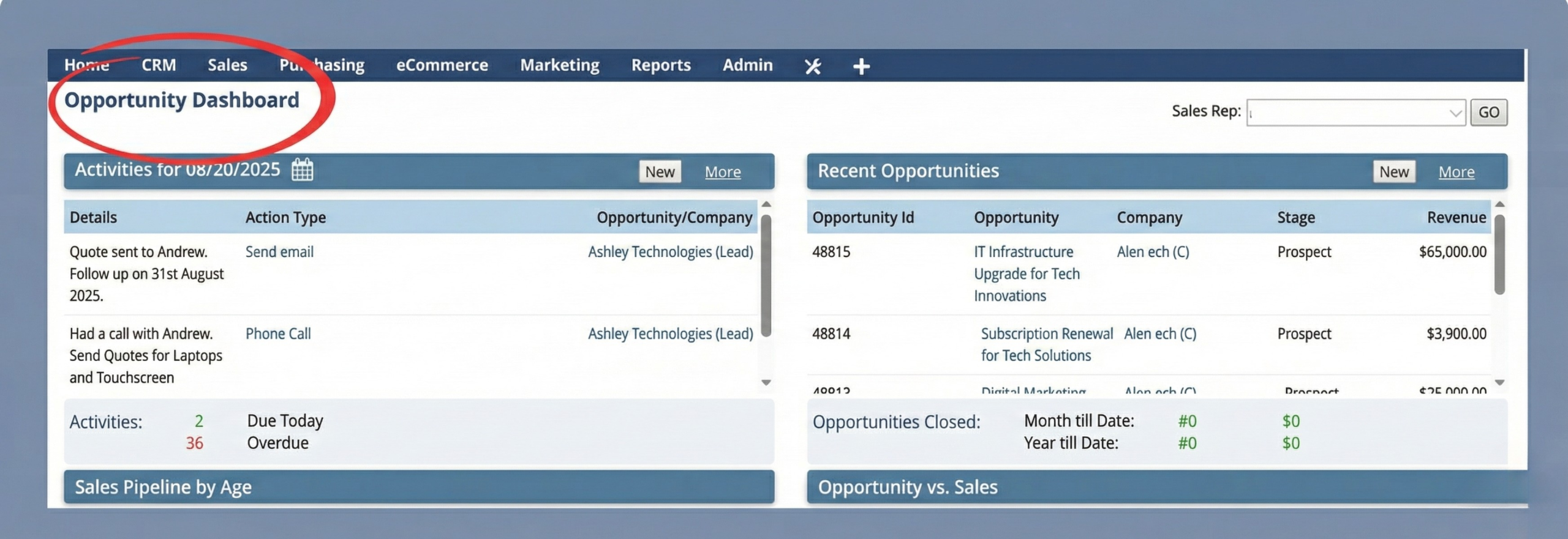Opportunity dashboard