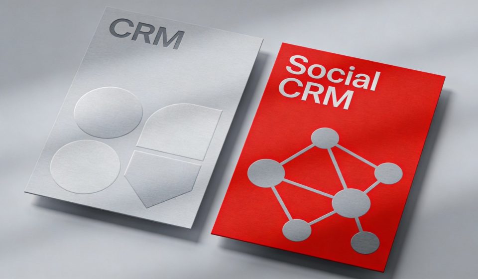 Traditional CRM and Social CRM illustration for B2B resellers and VAR teams